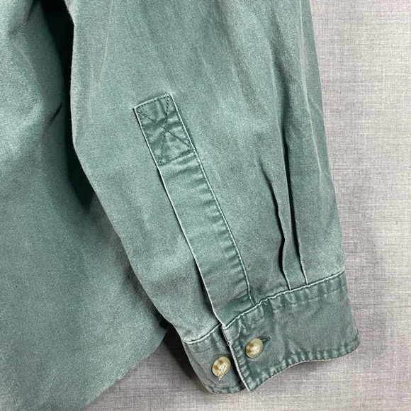 LL Bean Mens Sunwashed Green Cotton Traditional Fit Button Down Shirt Size Large - Picture 5 of 7